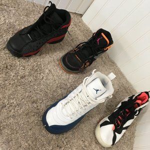 Nike Air Jordan, 4 pair, All Size US 5y (womans 6.5) Flu 414574-004, TWO3 153265